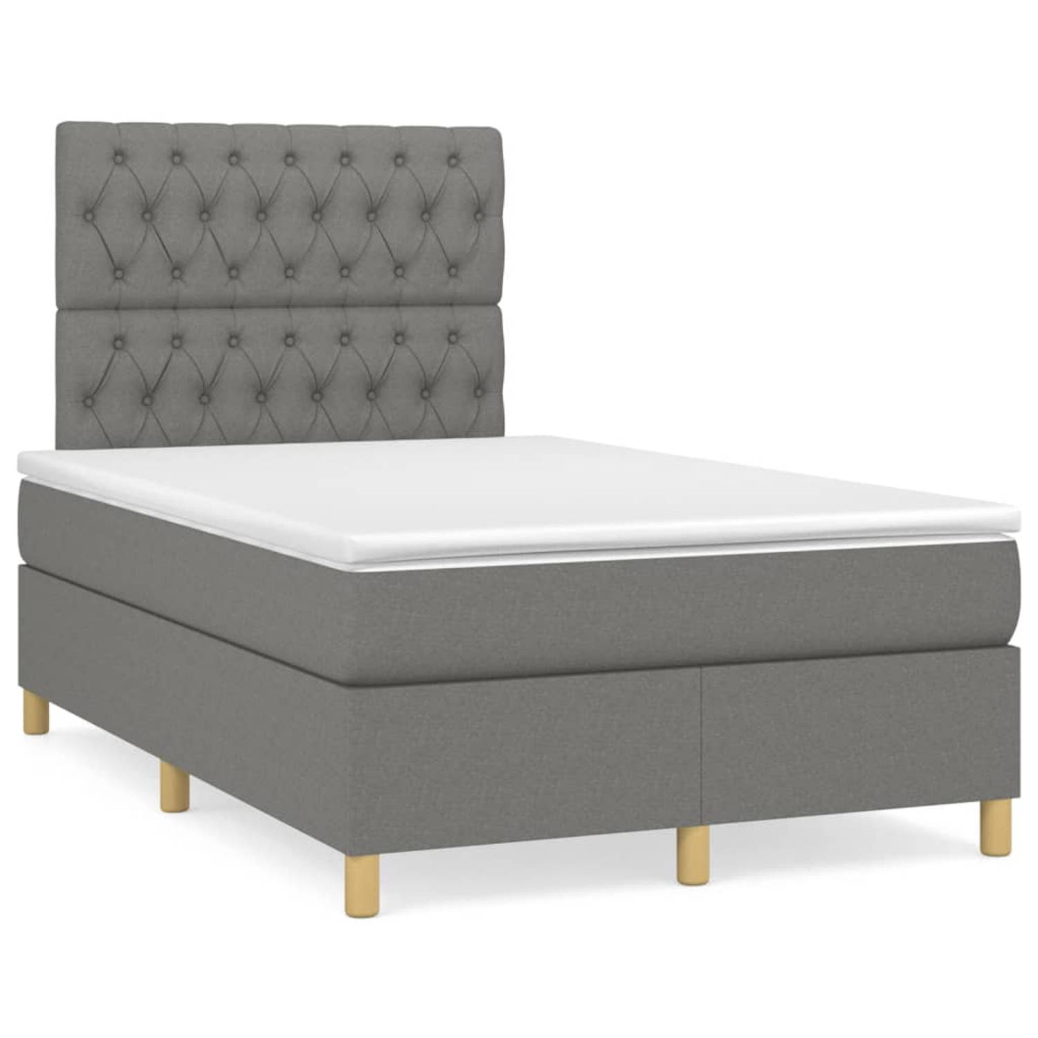 The Living Store Boxspring met matras stof donkergrijs 120x200 cm - Boxspring - Boxsprings - Bed - Slaapmeubel - Boxspringbed - Boxspring Bed - Tweepersoonsbed - Bed Met Matras - B