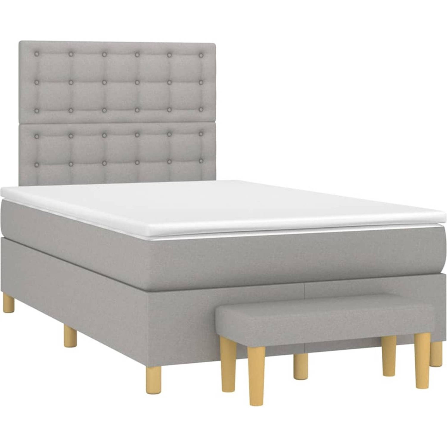 The Living Store Boxspringbed - Rustgevend - Bed - Afmeting- 203 x 120 x 118/128 cm - Ken- Duurzaam materiaal