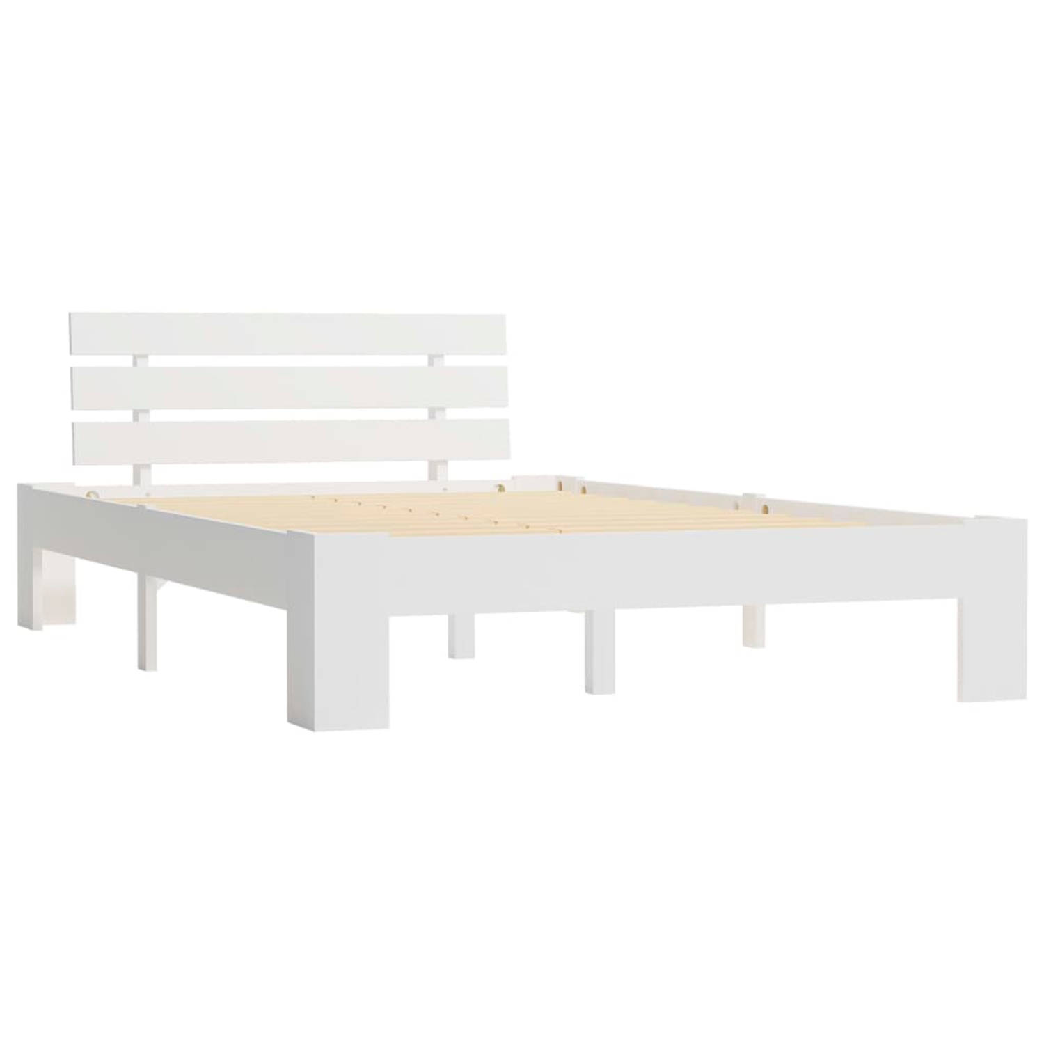 The Living Store Bedframe massief grenenhout wit 120x200 cm - Bed