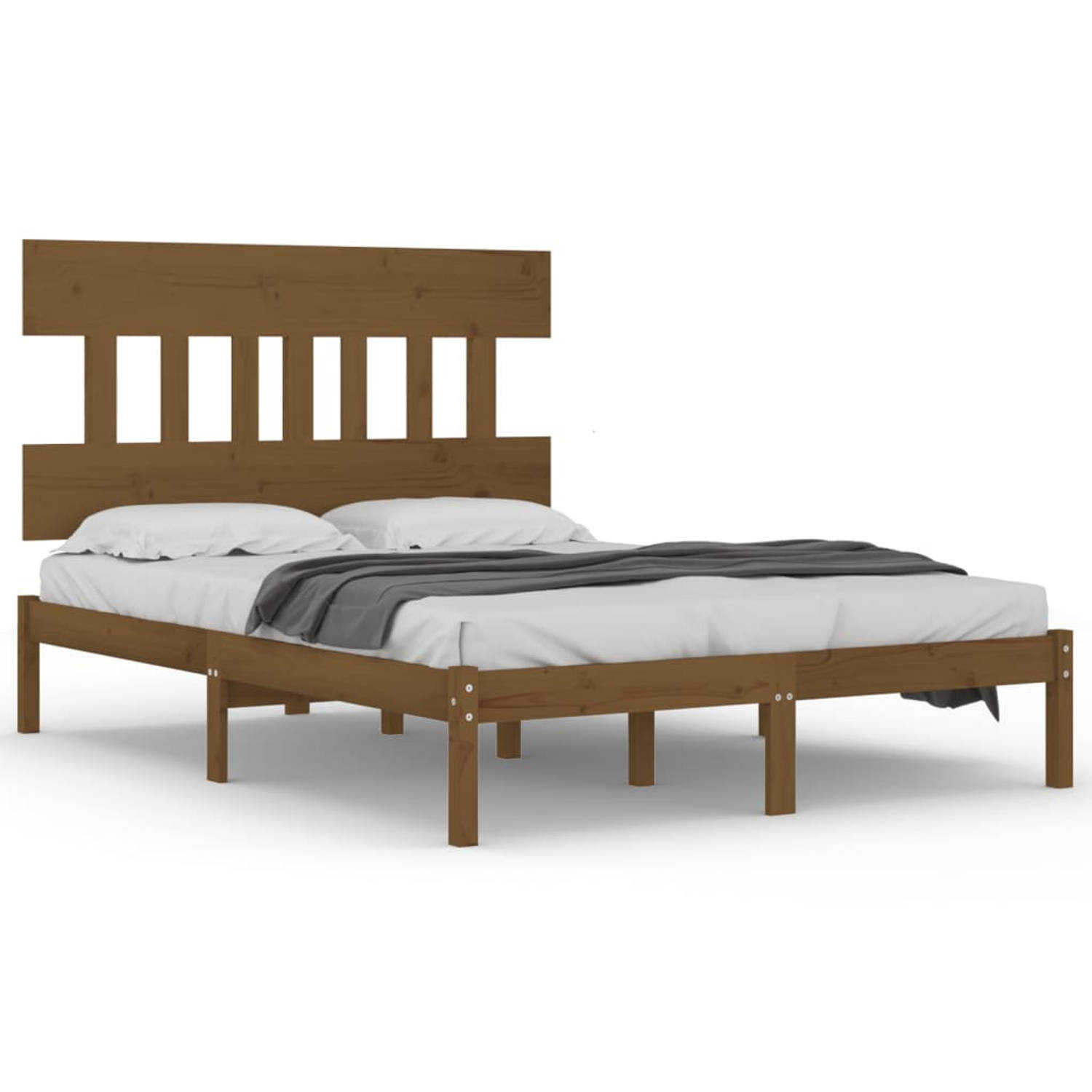 The Living Store Bedframe massief hout honingbruin 120x190 cm 4FT Small Double - Bedframe - Bedframes - Tweepersoonsbed - Bed - Bedombouw - Dubbel Bed - Frame - Bed Frame - Ledikan
