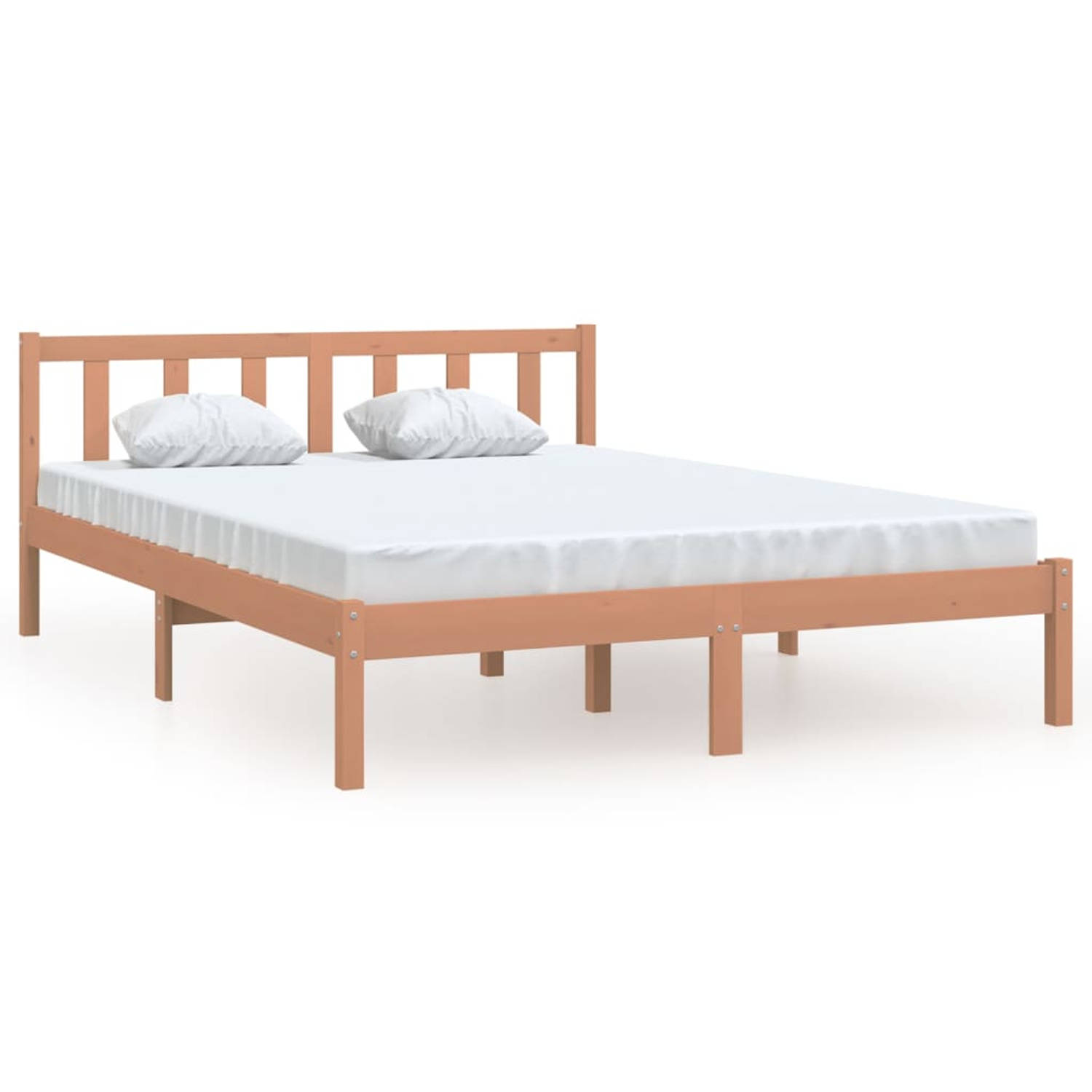 The Living Store Bedframe grenenhout honingbruin 120x190 cm 4FT Small Double - Bed