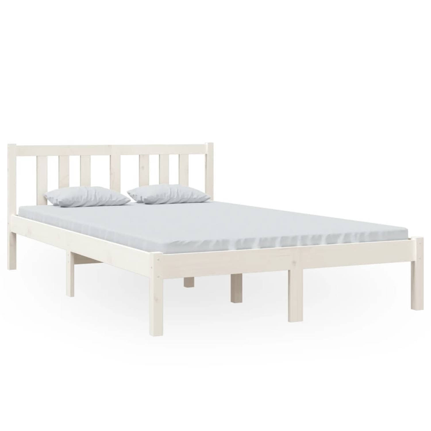The Living Store Bedframe massief hout wit 120x200 cm - Bedframe - Bedframes - Bed - Bedbodem - Ledikant - Bed Frame - Massief Houten Bedframe - Slaapmeubel - Tweepersoonsbed - Bed