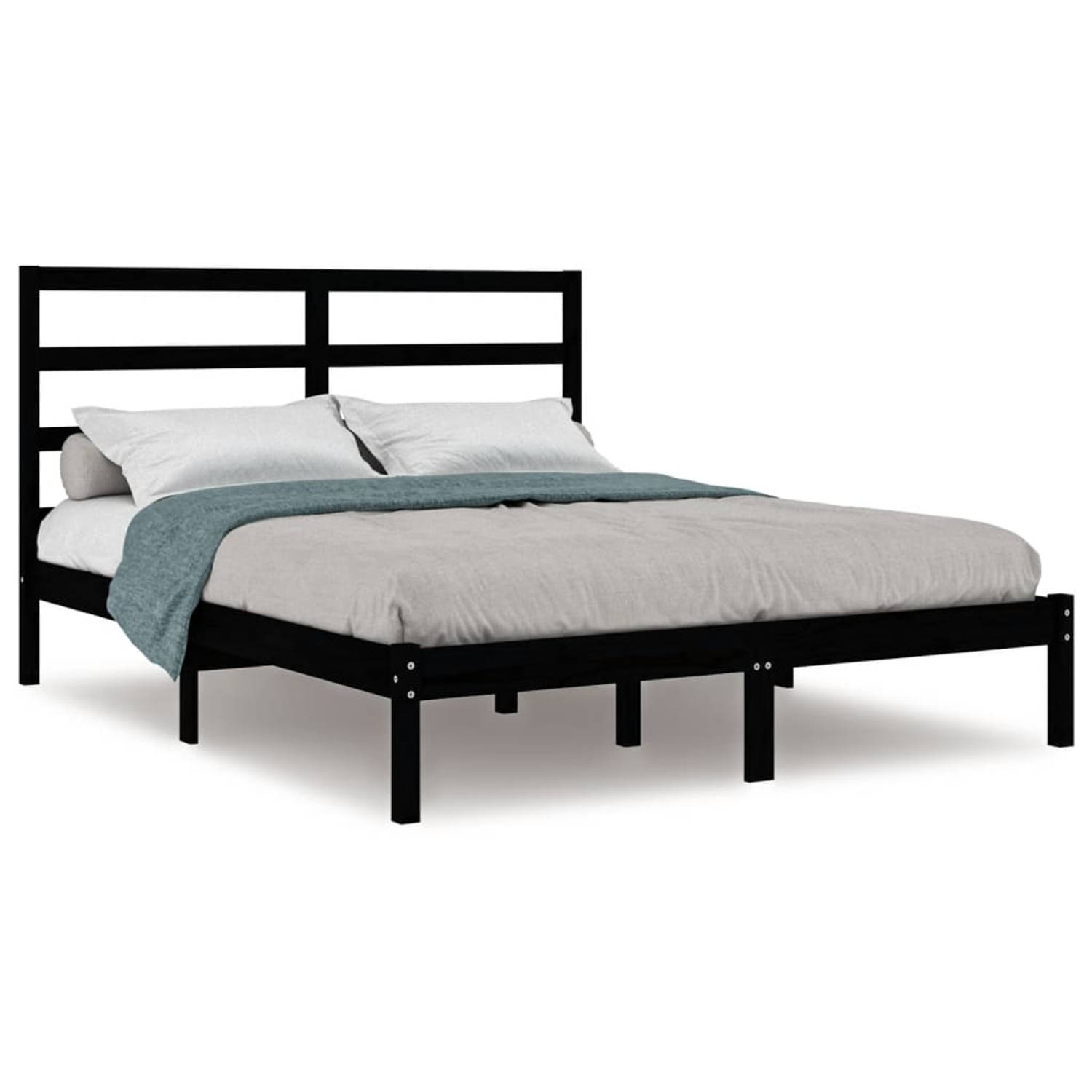 The Living Store Bedframe massief hout zwart 120x190 cm 4FT Small Double - Bedframe - Bedframes - Bed - Bedbodem - Ledikant - Bed Frame - Massief Houten Bedframe - Slaapmeubel - Tw