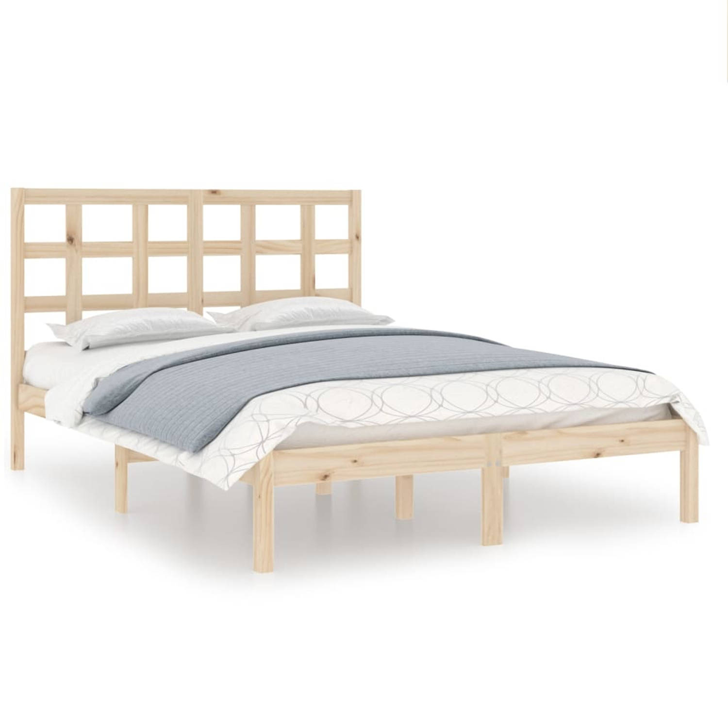 The Living Store Bedframe massief hout 120x200 cm - Bedframe - Bedframes - Tweepersoonsbed - Bed - Bedombouw - Dubbel Bed - Frame - Bed Frame - Ledikant - Houten Bedframe - Tweeper