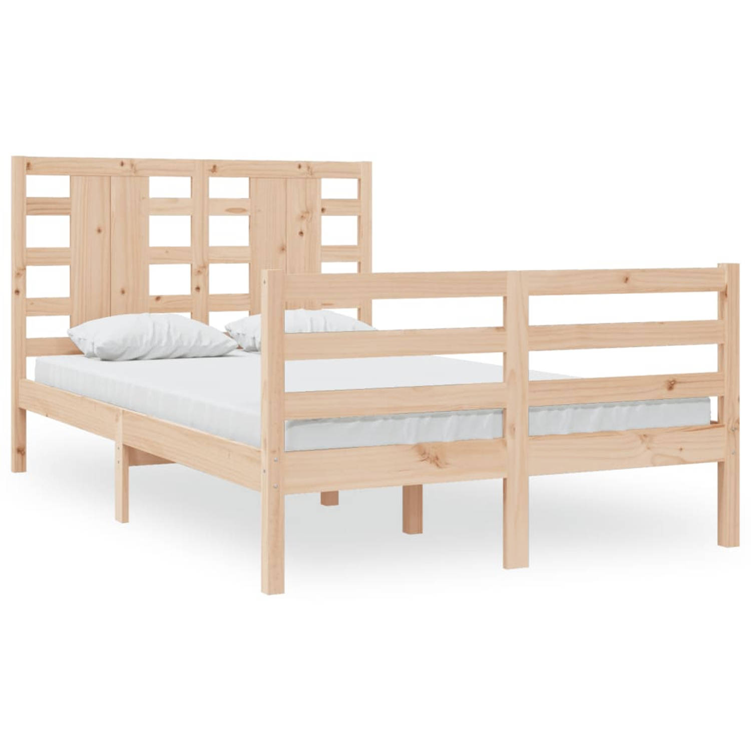 The Living Store Bedframe massief grenenhout 120x200 cm - Bedframe - Bedframes - Bed - Bedbodem - Ledikant - Bed Frame - Massief Houten Bedframe - Slaapmeubel - Tweepersoonsbed - B