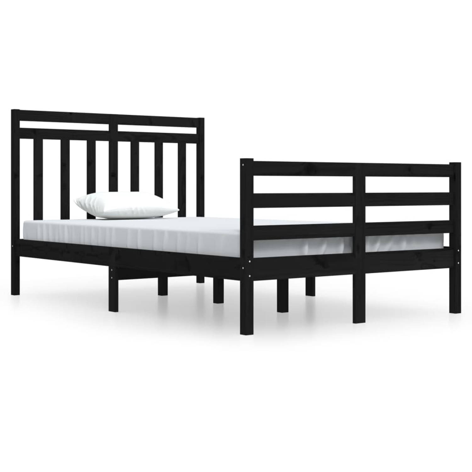 The Living Store Bedframe massief hout zwart 120x200 cm - Bedframe - Bedframes - Tweepersoonsbed - Bed - Bedombouw - Dubbel Bed - Frame - Bed Frame - Ledikant - Houten Bedframe - T