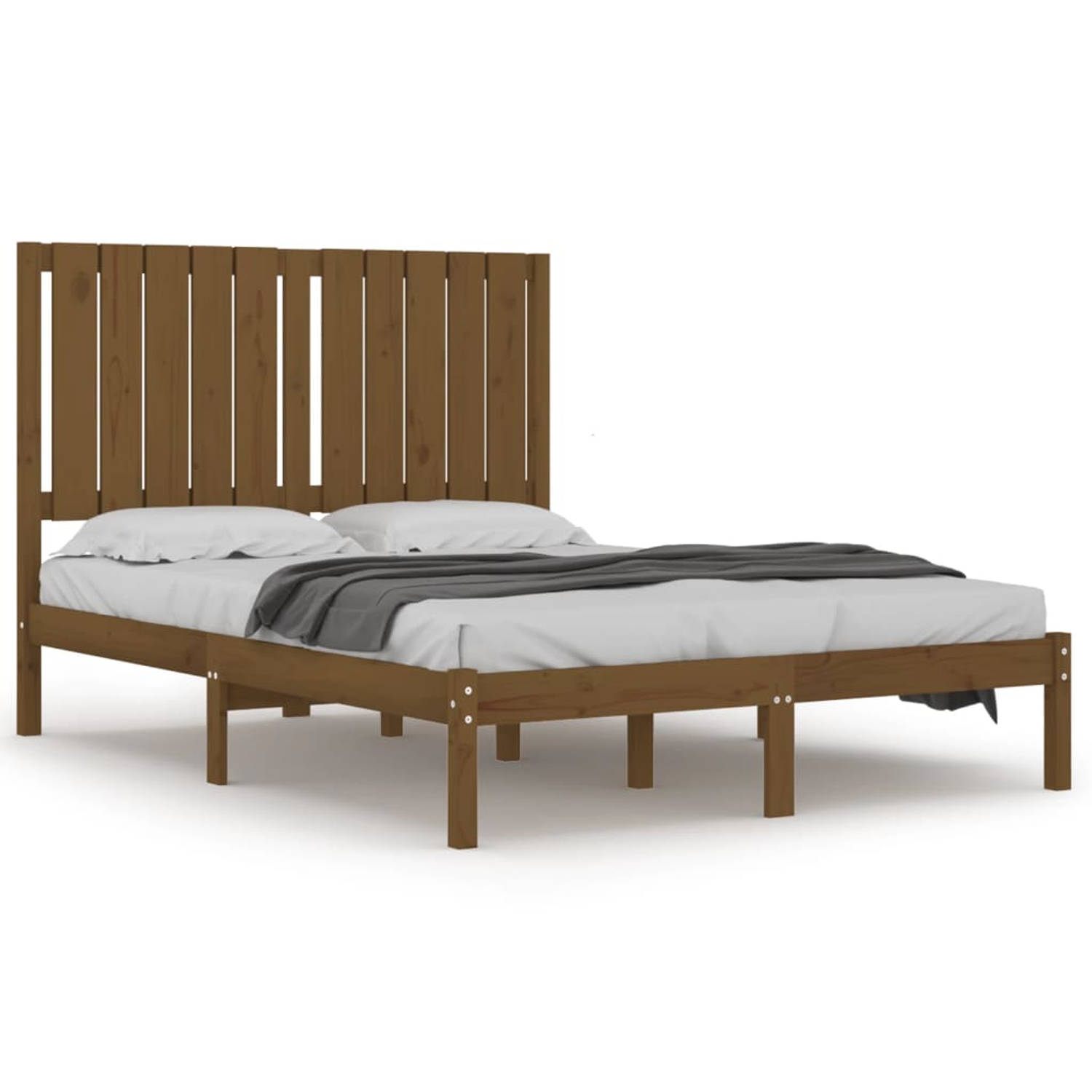 The Living Store Bedframe massief hout honingbruin 120x190 cm 4FT Small Double - Bedframe - Bedframes - Bed - Bedbodem - Ledikant - Bed Frame - Massief Houten Bedframe - Slaapmeube