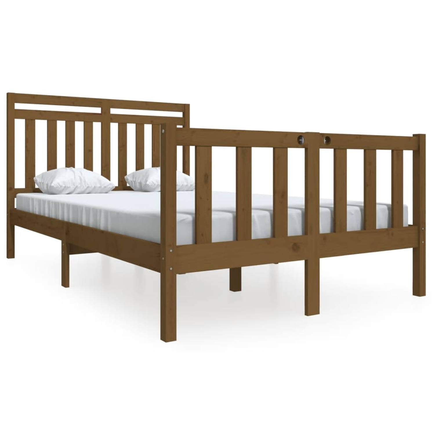 The Living Store Bedframe massief hout honingbruin 120x190 cm 4FT Small Double - Bedframe - Bedframes - Tweepersoonsbed - Bed - Bedombouw - Dubbel Bed - Frame - Bed Frame - Ledikan