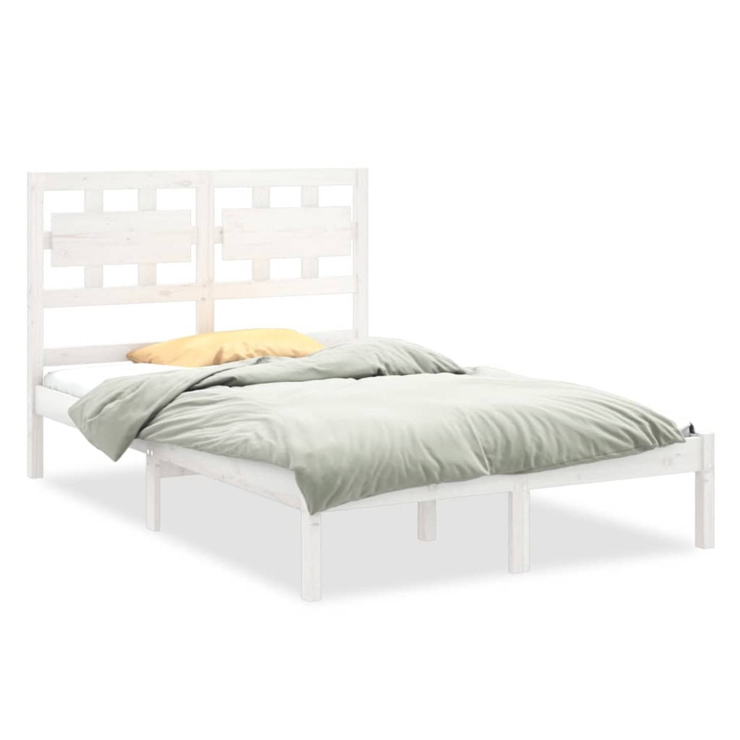 The Living Store Bedframe massief hout wit 120x200 cm - Bedframe - Bedframes - Tweepersoonsbed - Bed - Bedombouw - Dubbel Bed - Frame - Bed Frame - Ledikant - Bedframe Met Hoofdein