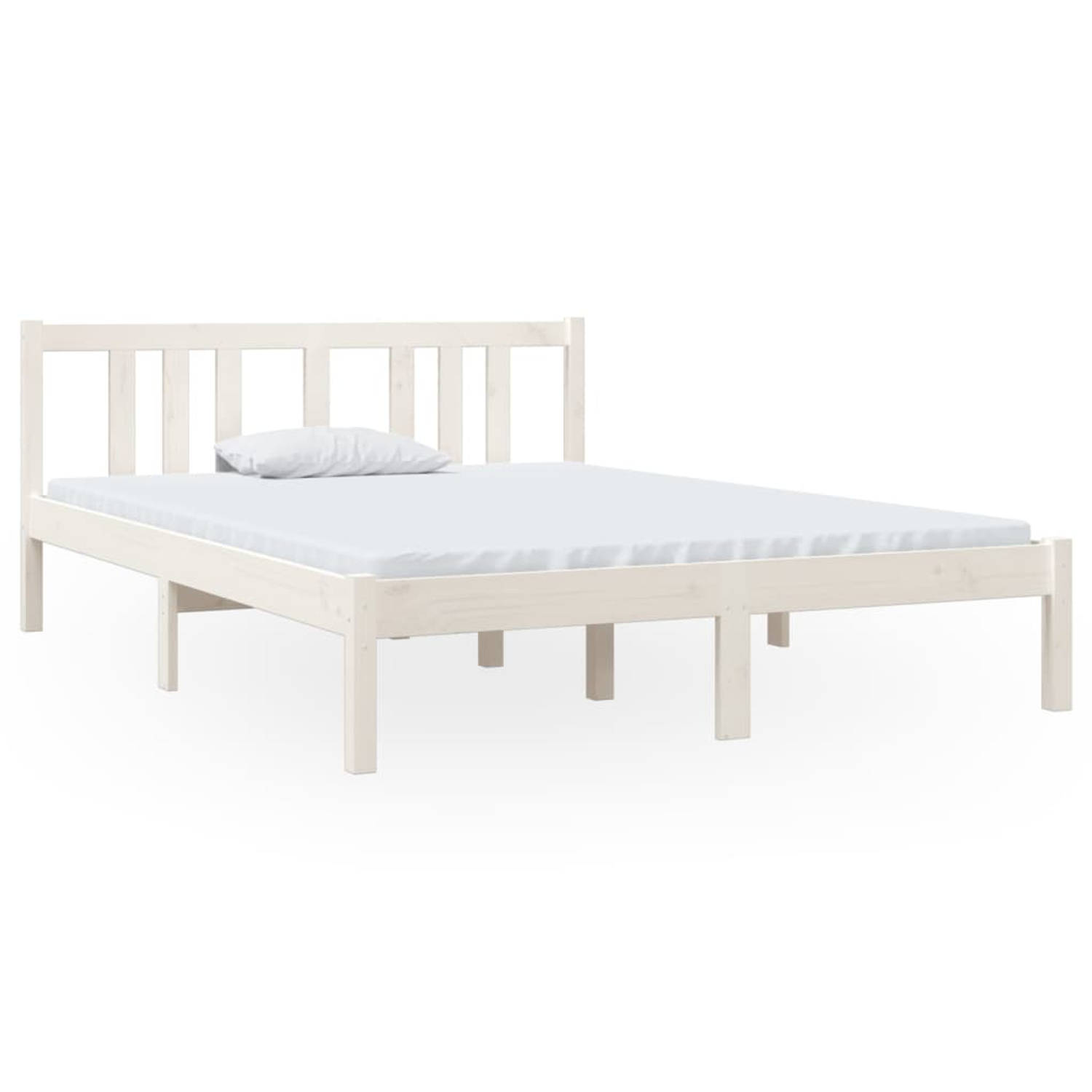 The Living Store Bedframe massief hout wit 120x190 cm 4FT Small Double - Bedframe - Bedframes - Bed - Bedbodem - Ledikant - Bed Frame - Massief Houten Bedframe - Slaapmeubel - Twee