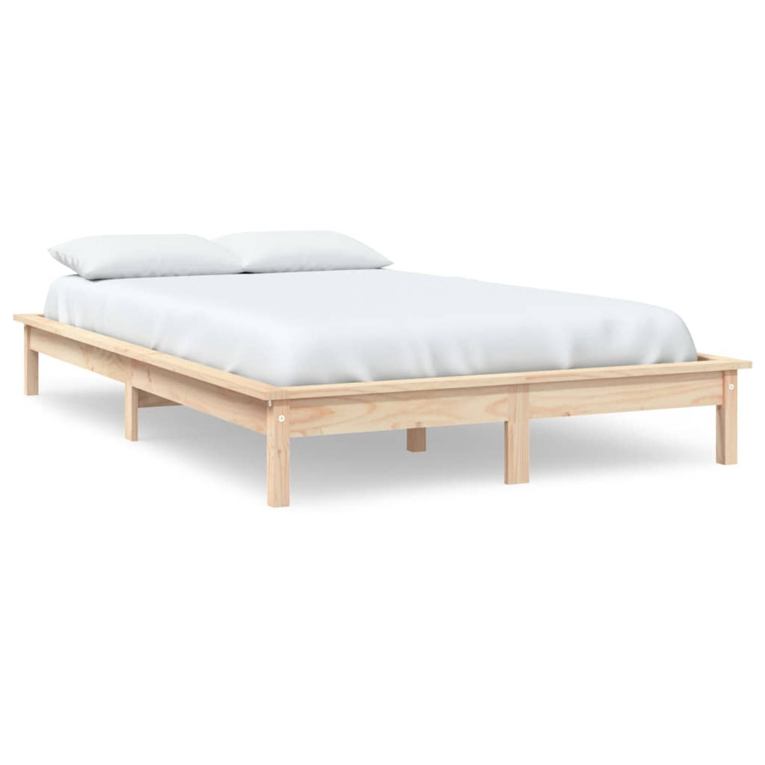 The Living Store Bedframe massief grenenhout 200x200 cm - Bedframe - Bedframes - Bed - Bedbodem - Ledikant - Bed Frame - Massief Houten Bedframe - Slaapmeubel - Tweepersoonsbed - B