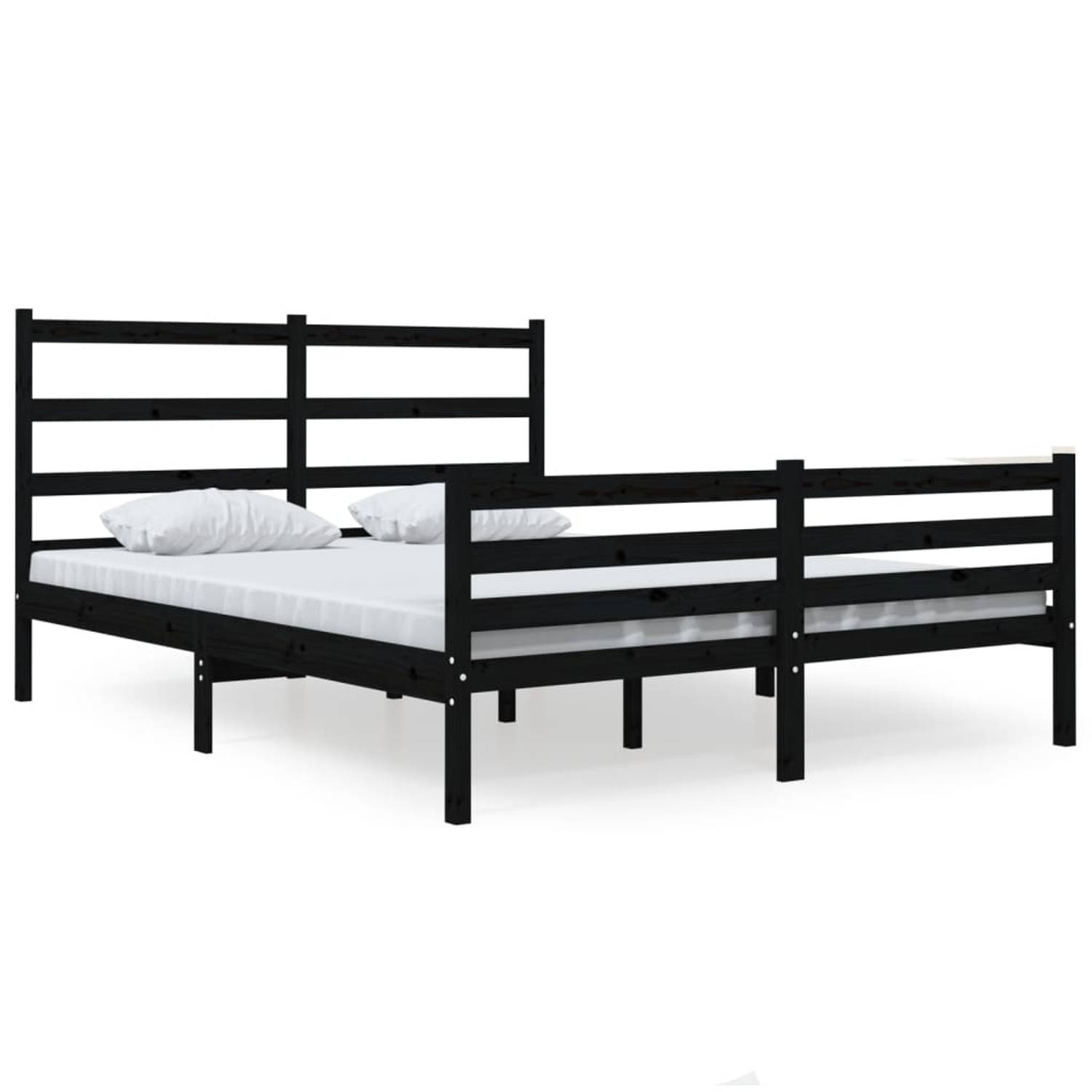 The Living Store Bedframe massief grenenhout zwart 120x190 cm 4FT Small Double - Bedframe - Bedframes - Tweepersoonsbed - Bed - Bedombouw - Dubbel Bed - Frame - Bed Frame - Ledikan