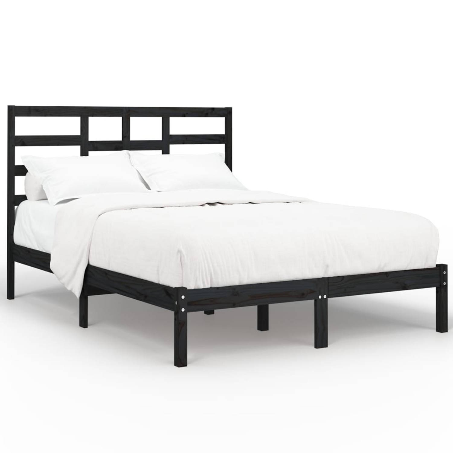 The Living Store Bedframe massief hout zwart 120x200 cm - Bedframe - Bedframes - Bed - Bedbodem - Ledikant - Bed Frame - Massief Houten Bedframe - Slaapmeubel - Tweepersoonsbed - B