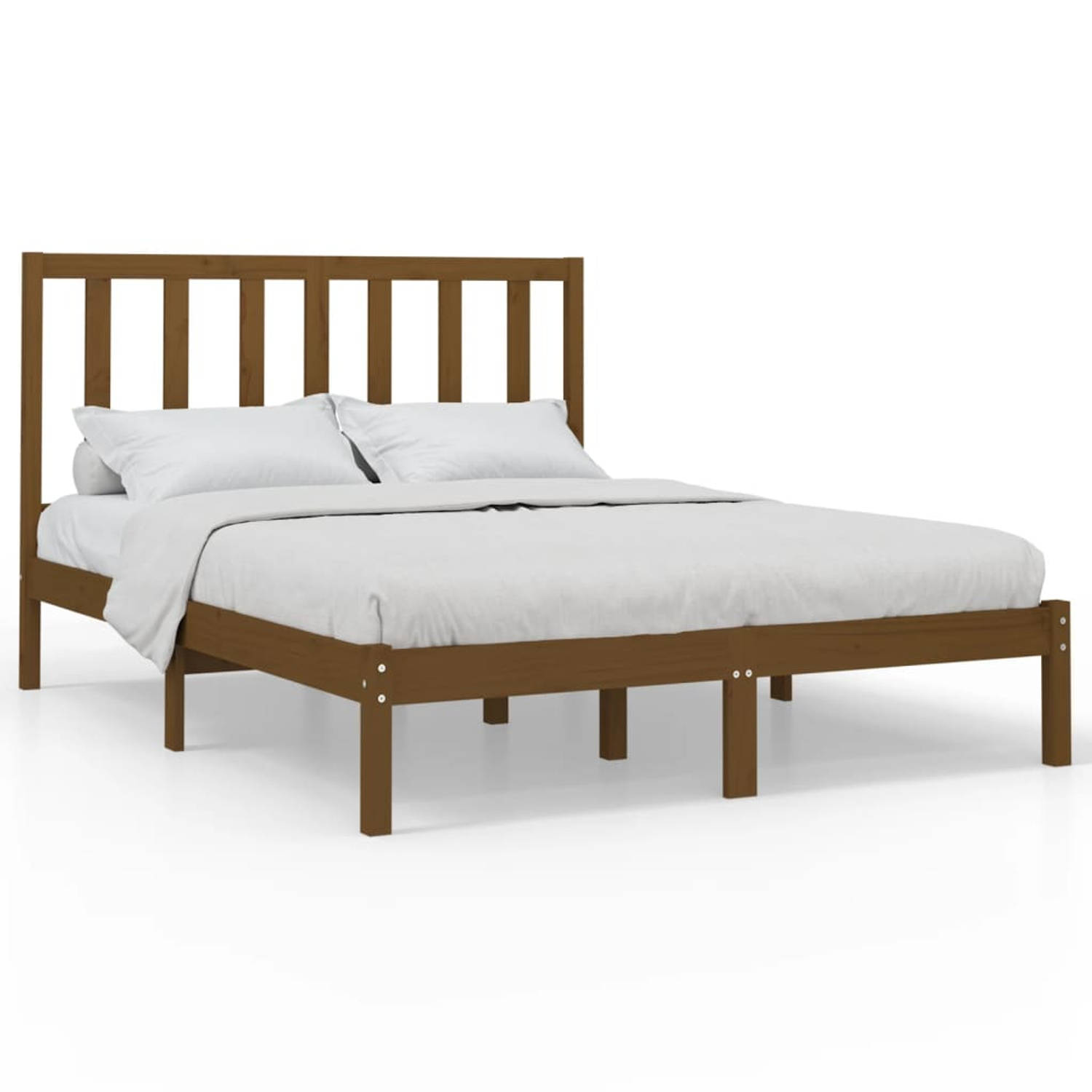 The Living Store Bedframe massief hout honingbruin 120x200 cm - Bedframe - Bedframes - Tweepersoonsbed - Bed - Bedombouw - Dubbel Bed - Frame - Bed Frame - Ledikant - Bedframe Met