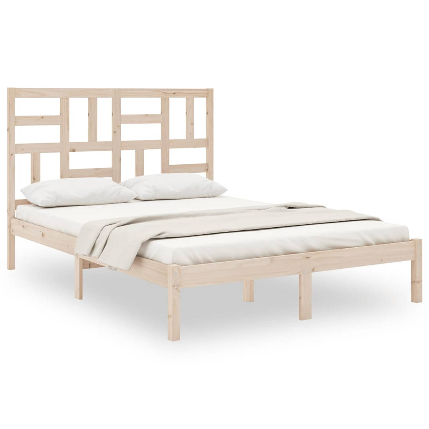 The Living Store Bedframe massief hout 120x200 cm - Bedframe - Bedframes - Bed - Bedbodem - Ledikant - Bed Frame - Massief Houten Bedframe - Slaapmeubel - Tweepersoonsbed - Bedden