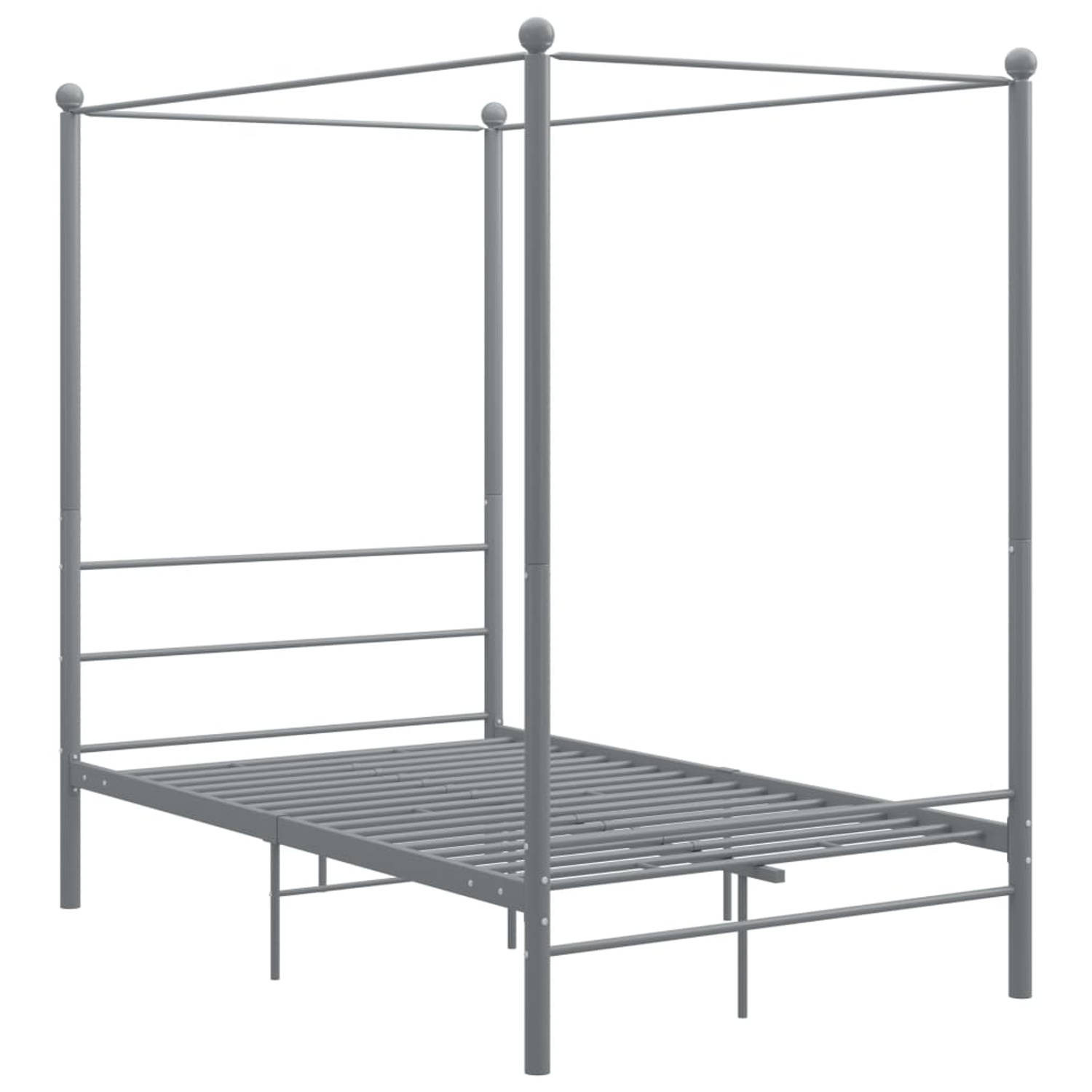 The Living Store Hemelbedframe metaal grijs 120x200 cm - Bedframe - Bedframe - Bed Frame - Bed Frames - Bed - Bedden - Metalen Bedframe - Metalen Bedframes - 2-persoonsbed - 2