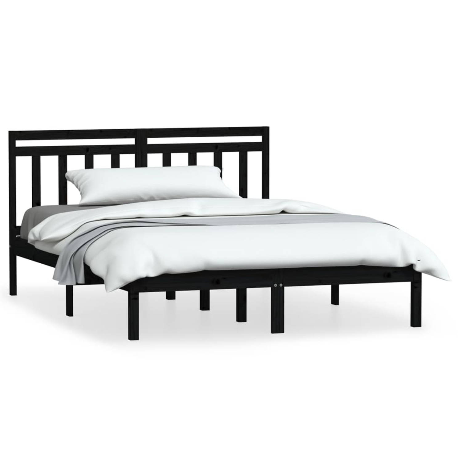 The Living Store Bedframe massief hout zwart 120x190 cm 4FT small double - Bedframe - Bedframes - Tweepersoonsbed - Bed - Bedombouw - Dubbel Bed - Frame - Bed Frame - Ledikant - Be