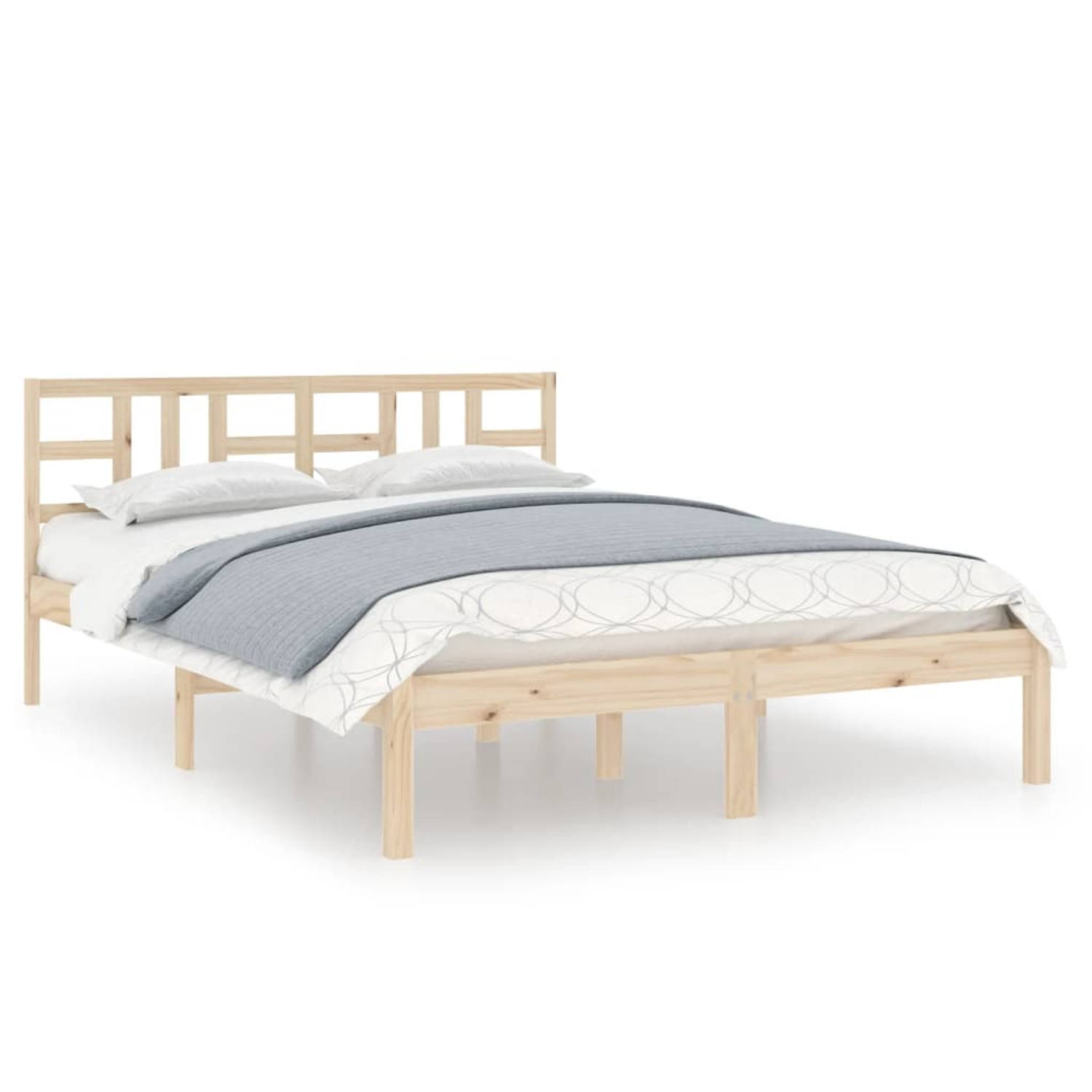 The Living Store Bedframe massief hout 120x200 cm - Bedframe - Bedframes - Tweepersoonsbed - Bed - Bedombouw - Dubbel Bed - Frame - Bed Frame - Ledikant - Houten Bedframe - Tweeper