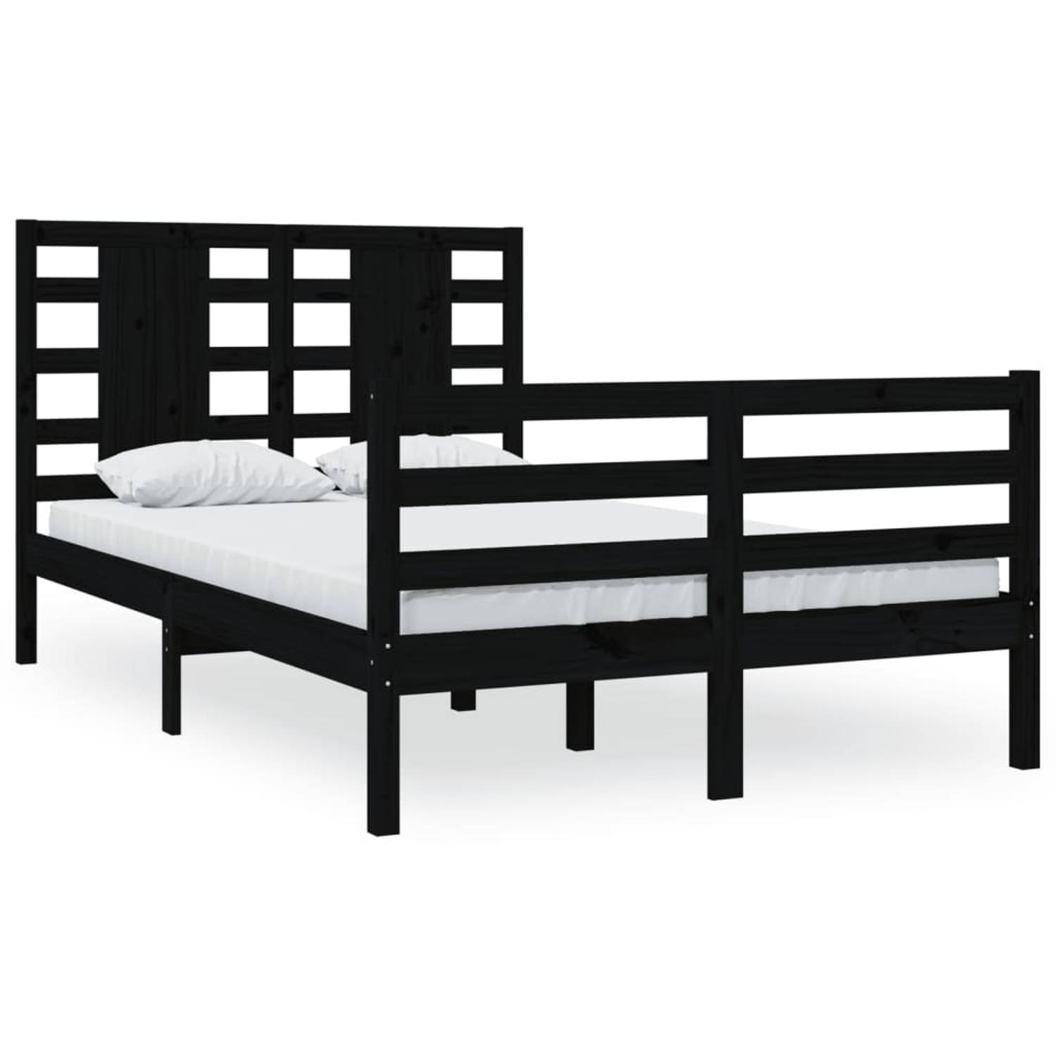 The Living Store Bedframe massief grenenhout zwart 120x200 cm - Bedframe - Bedframes - Bed - Bedbodem - Ledikant - Bed Frame - Massief Houten Bedframe - Slaapmeubel - Tweepersoonsb