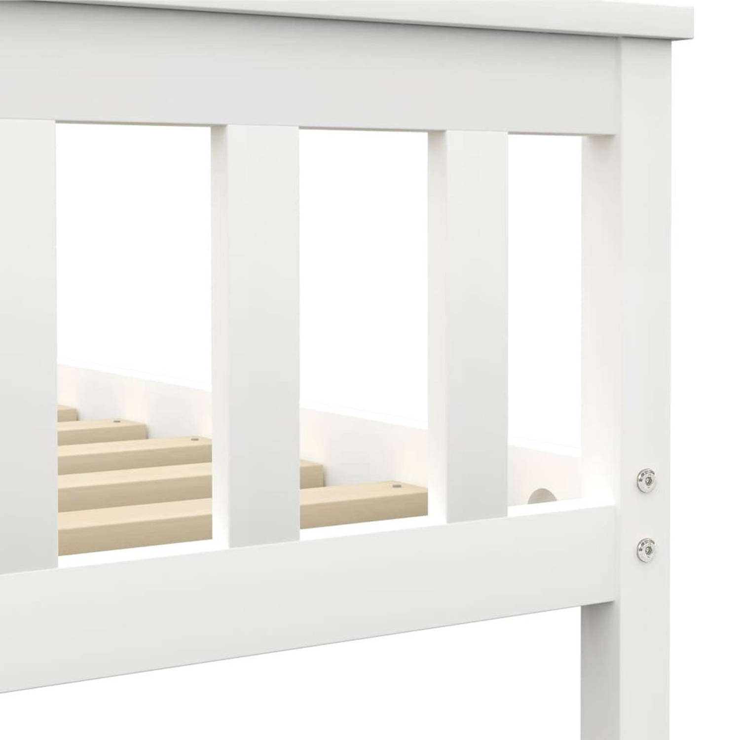 The Living Store Bed - massief grenenhouten frame - wit - 208 x 128 x 82 cm - geschikt voor 120 x 200 cm matras
