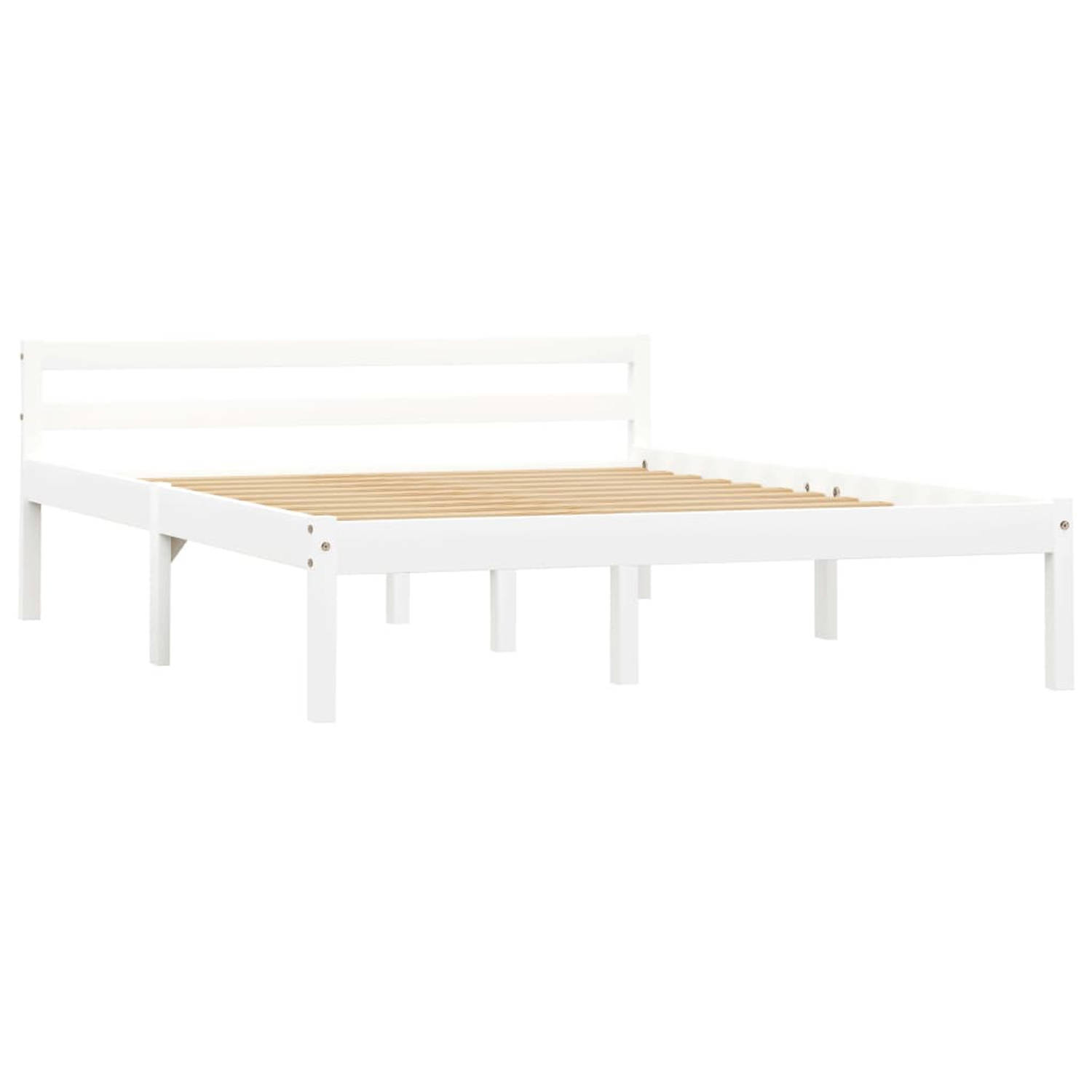 The Living Store Bedframe massief grenenhout wit 120x200 cm - Bed