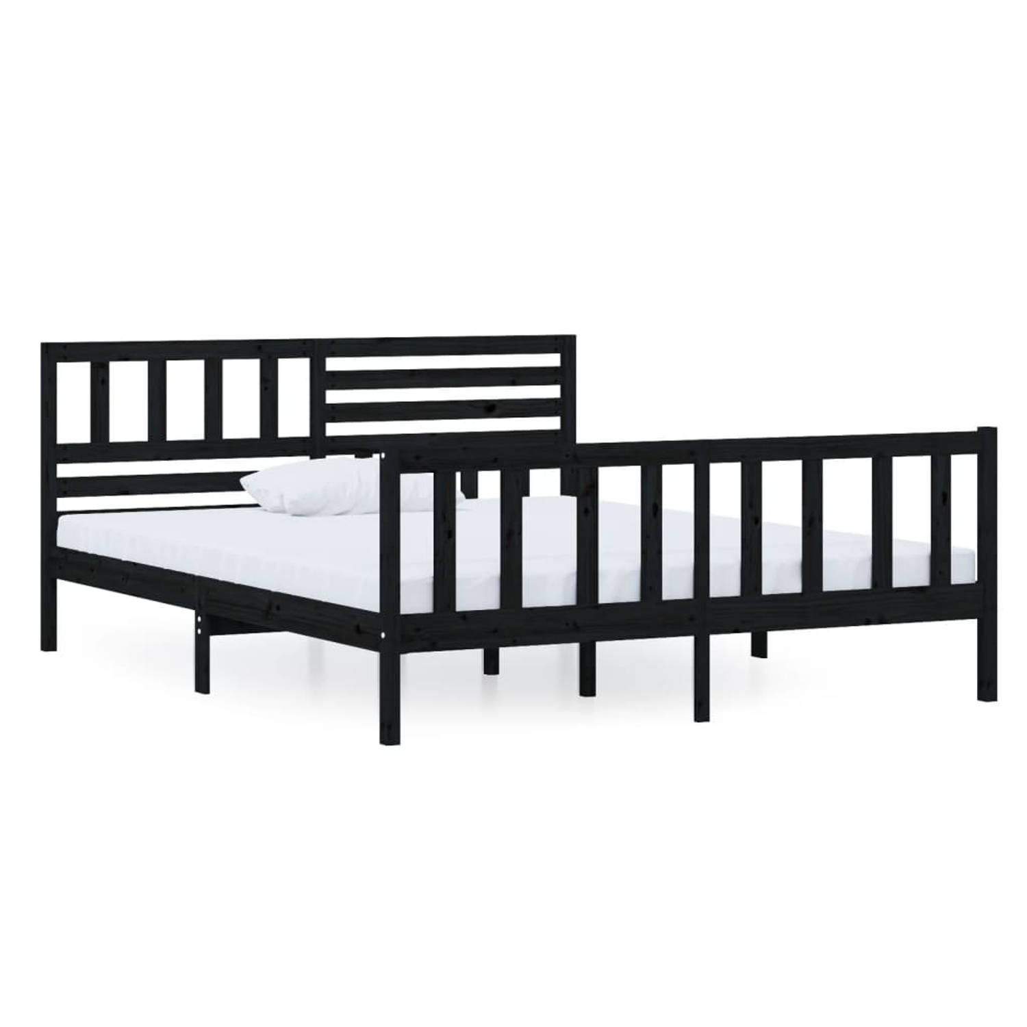 The Living Store Bedframe massief hout zwart 120x200 cm - Bedframe - Bedframes - Tweepersoonsbed - Bed - Bedombouw - Dubbel Bed - Frame - Bed Frame - Ledikant - Bedframe Met Hoofde