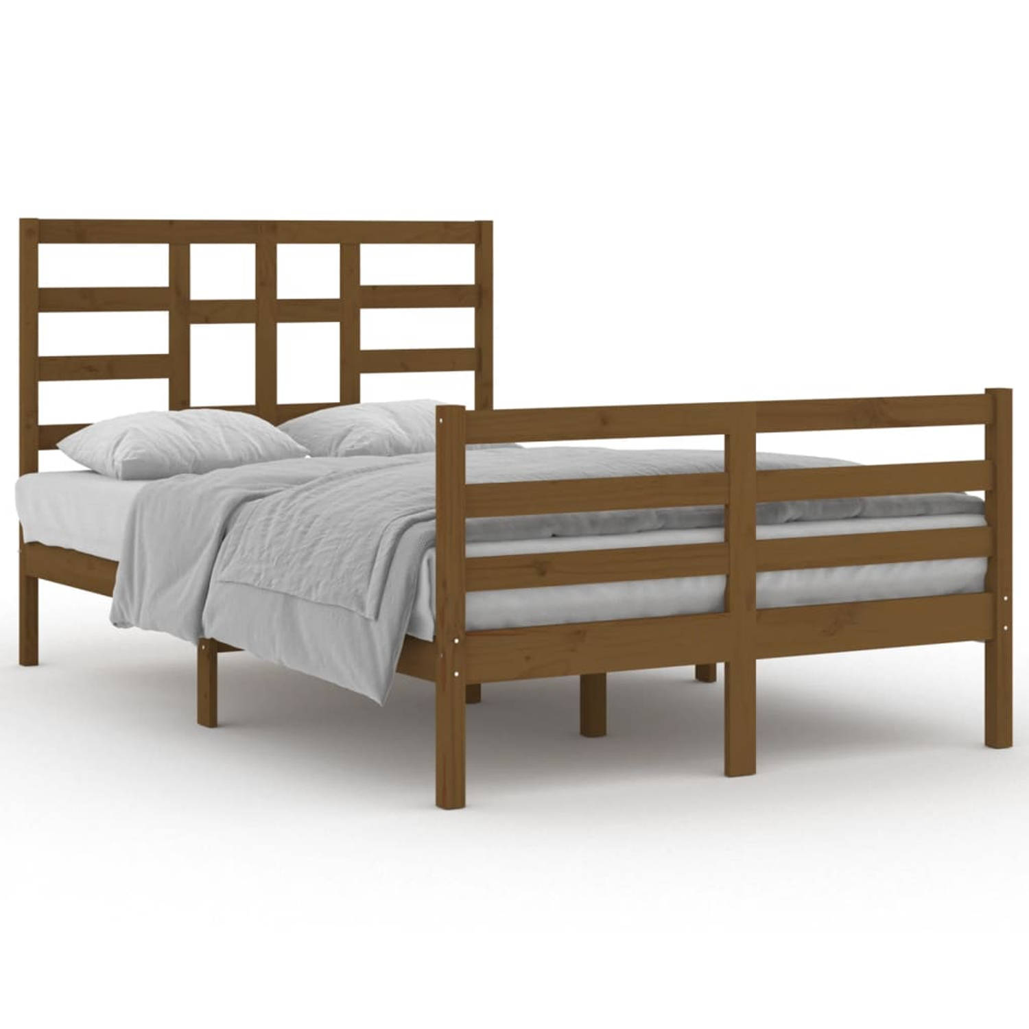 The Living Store Bedframe massief hout honingbruin 120x200 cm - Bedframe - Bedframes - Bed - Bedbodem - Ledikant - Bed Frame - Massief Houten Bedframe - Slaapmeubel - Tweepersoonsb