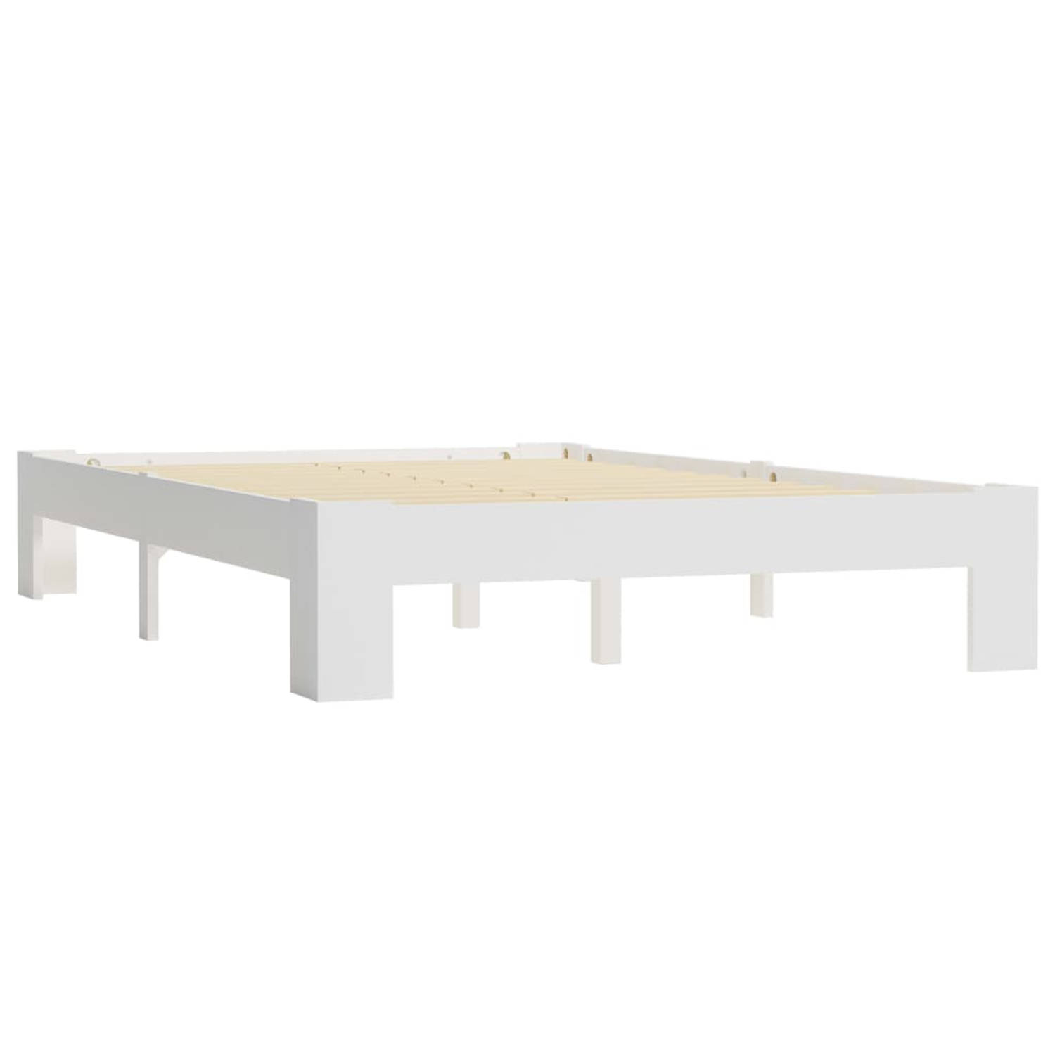 The Living Store Bedframe massief grenenhout wit 140x200 cm - Bed