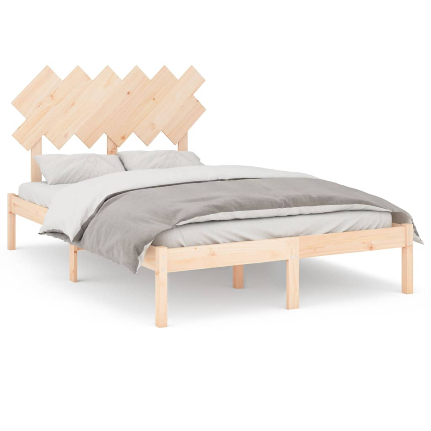 The Living Store Bedframe massief hout 120x190 cm 4FT Small Double - Bedframe - Bedframes - Bed - Bedbodem - Ledikant - Bed Frame - Massief Houten Bedframe - Slaapmeubel - Tweepers