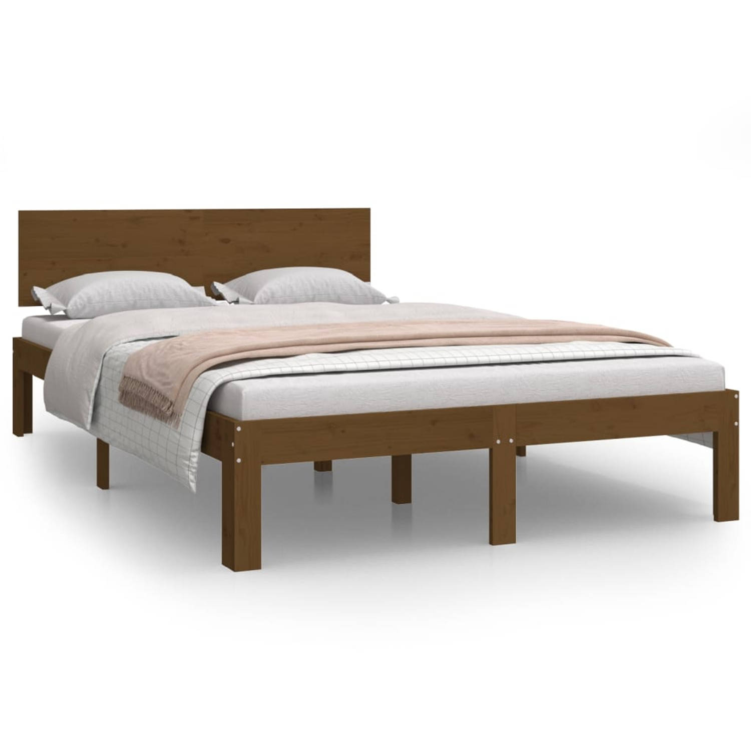 The Living Store Bedframe massief grenenhout honingbruin 120x200 cm - Bedframe - Bedframes - Bed - Bedbodem - Ledikant - Bed Frame - Massief Houten Bedframe - Slaapmeubel - Tweeper