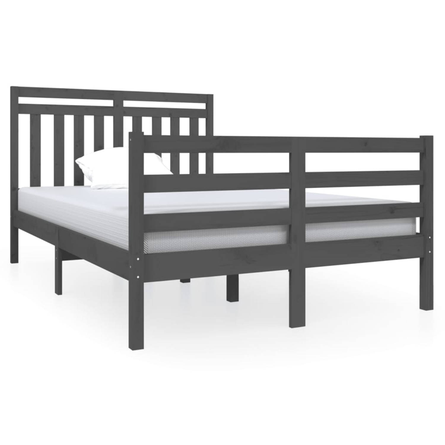 The Living Store Bedframe massief hout grijs 120x190 cm 4FT Small Double - Bedframe - Bedframes - Tweepersoonsbed - Bed - Bedombouw - Dubbel Bed - Frame - Bed Frame - Ledikant - Be