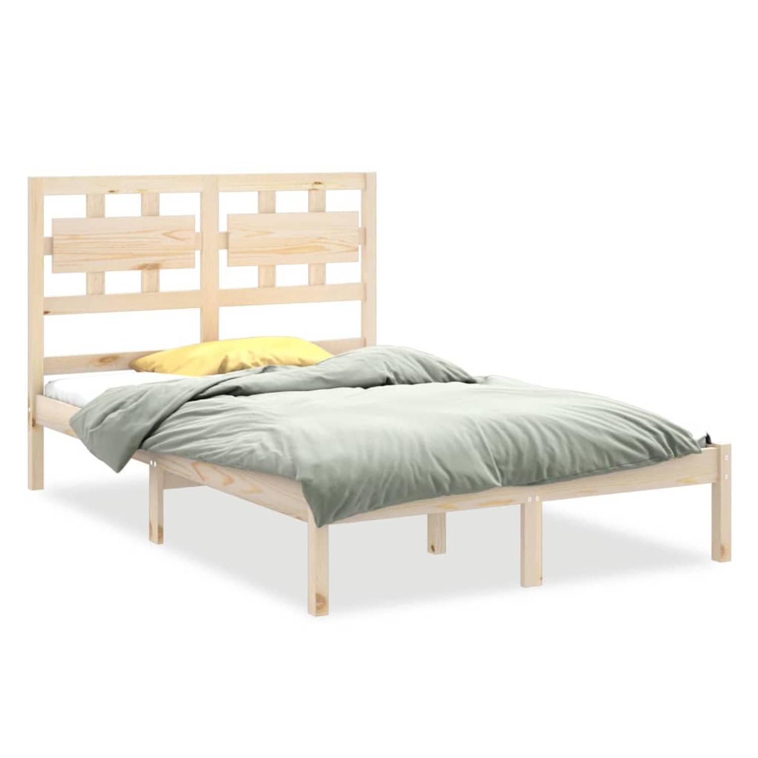 The Living Store Bedframe massief hout 120x200 cm - Bedframe - Bedframes - Tweepersoonsbed - Bed - Bedombouw - Dubbel Bed - Frame - Bed Frame - Ledikant - Bedframe Met Hoofdeinde -