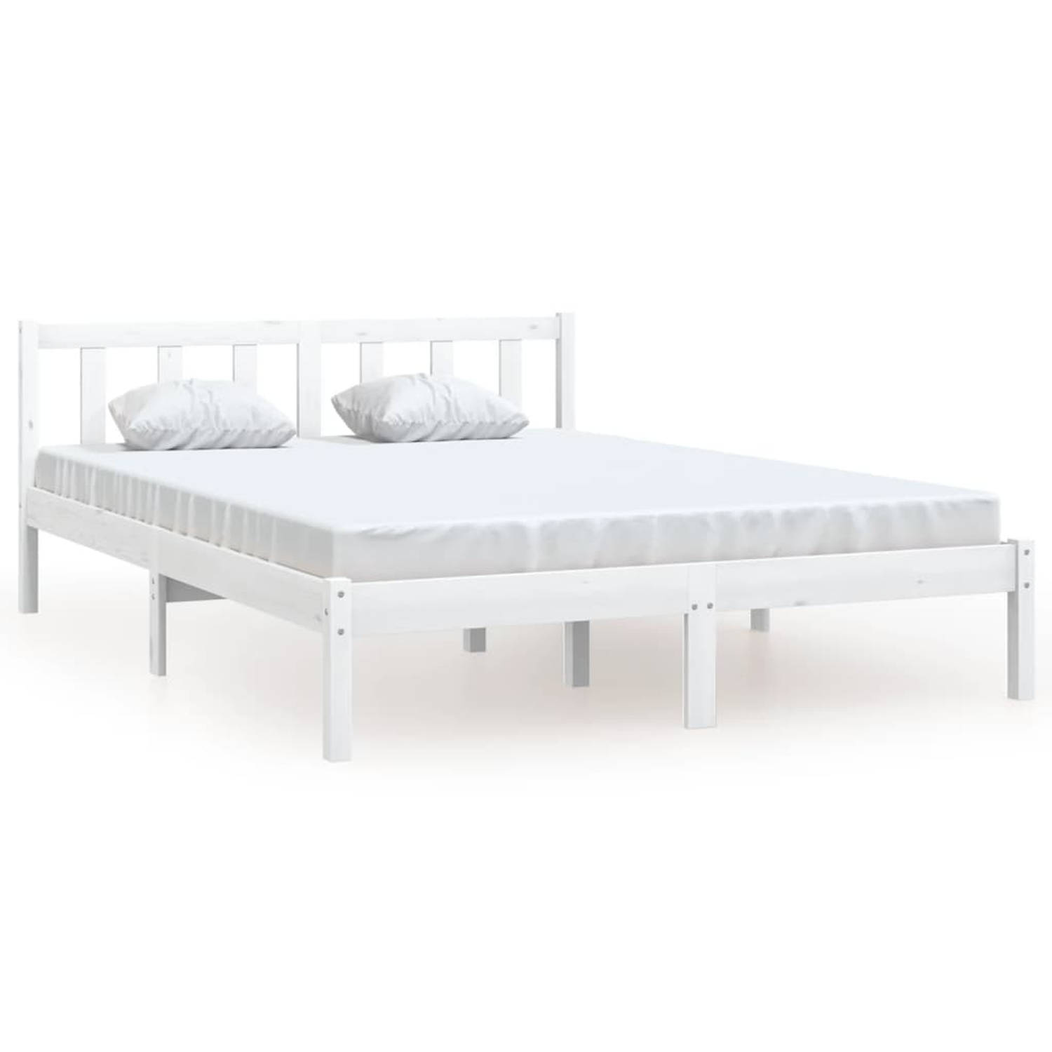 The Living Store Bedframe massief grenenhout wit 120x200 cm - Bedframe - Bedframe - Bed Frame - Bed Frames - Bed - Bedden - 1-persoonsbed - 1-persoonsbedden - Eenpersoons Bed