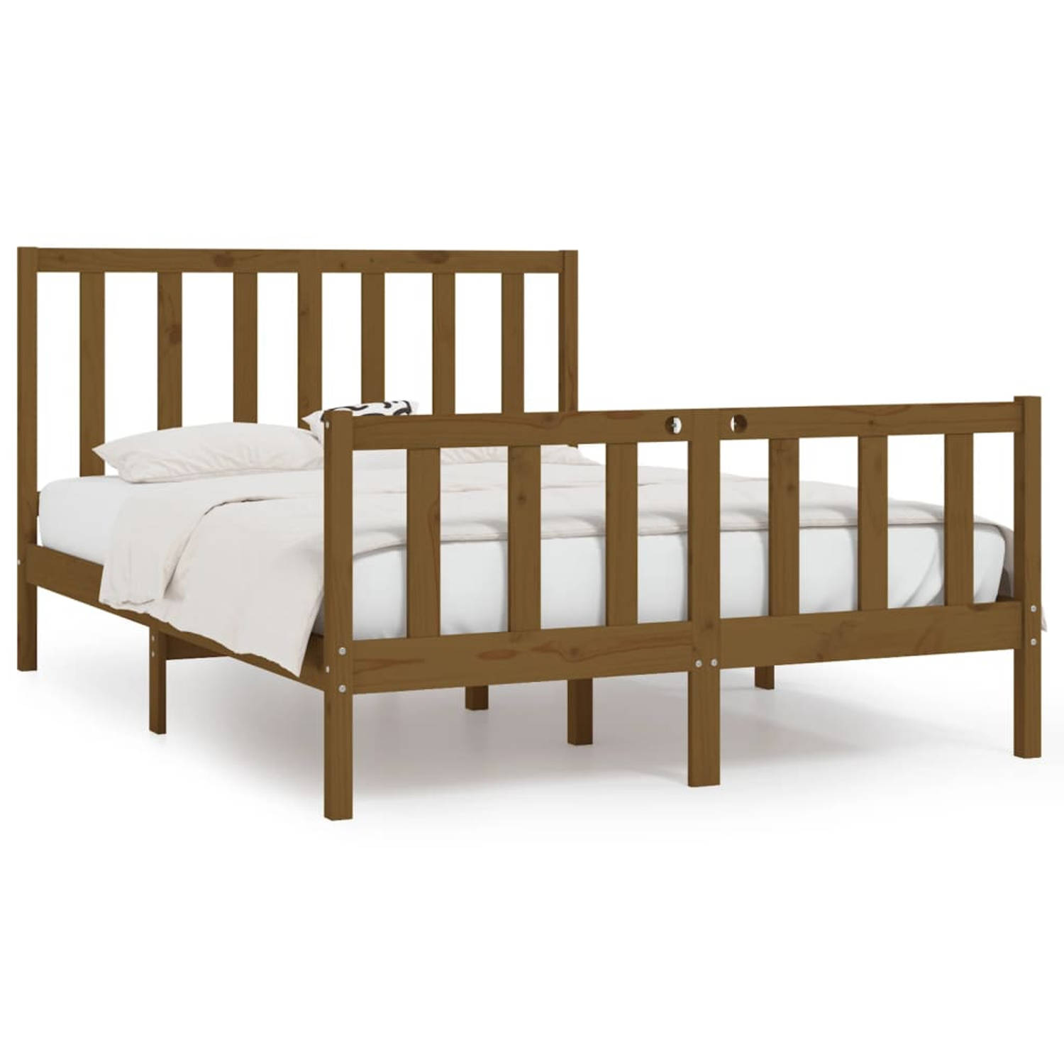 The Living Store Bedframe massief hout honingbruin 120x190 cm 4FT Small Double - Bedframe - Bedframes - Tweepersoonsbed - Bed - Bedombouw - Dubbel Bed - Frame - Bed Frame - Ledikan