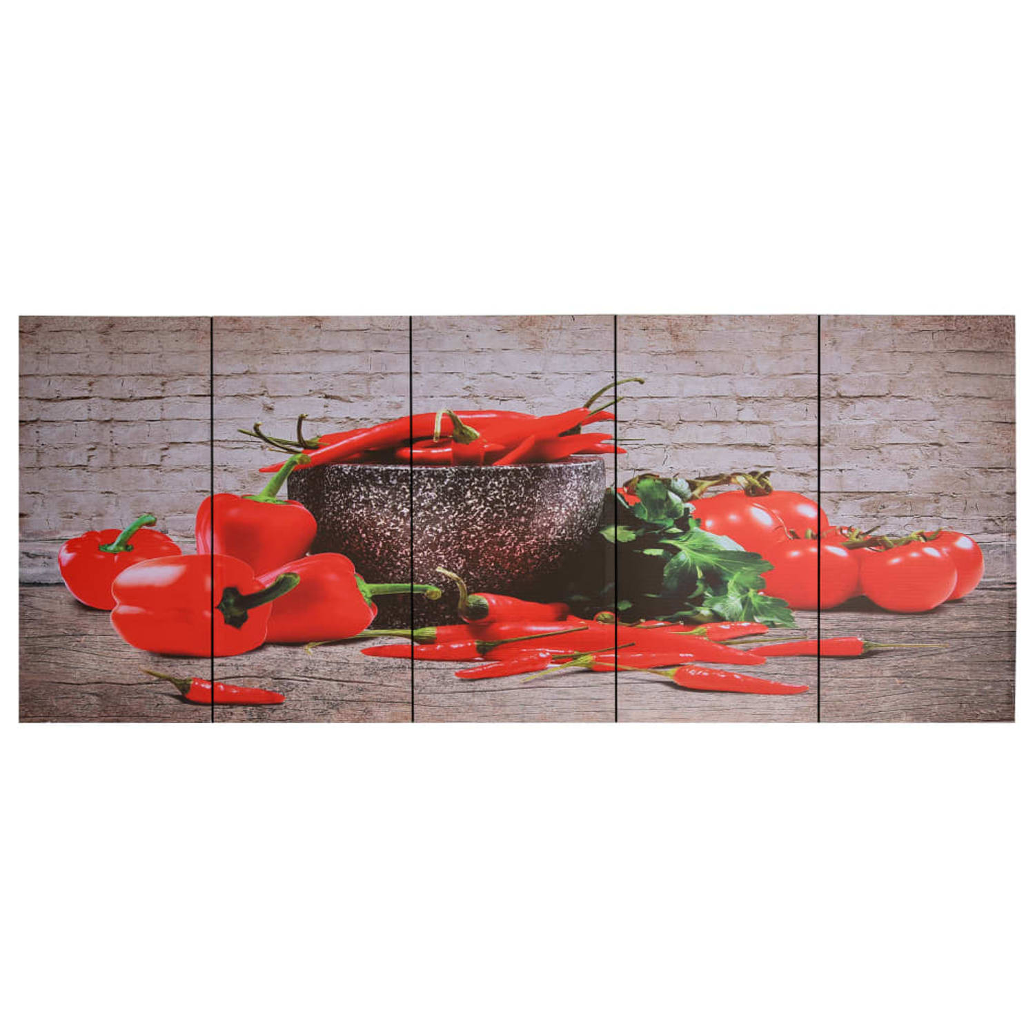 The Living Store Wandprintset Canvas 5-delig - 150x60 cm - Meerkleurig | Waterbestendig | Eenvoudig op te hangen