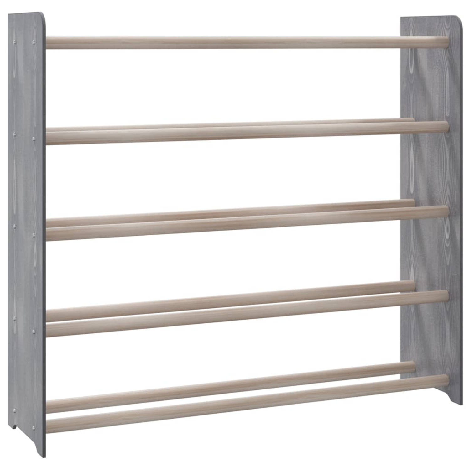 The Living Store Schoenenrek 90x24x81 cm bewerkt hout grijs - Schoenenkast