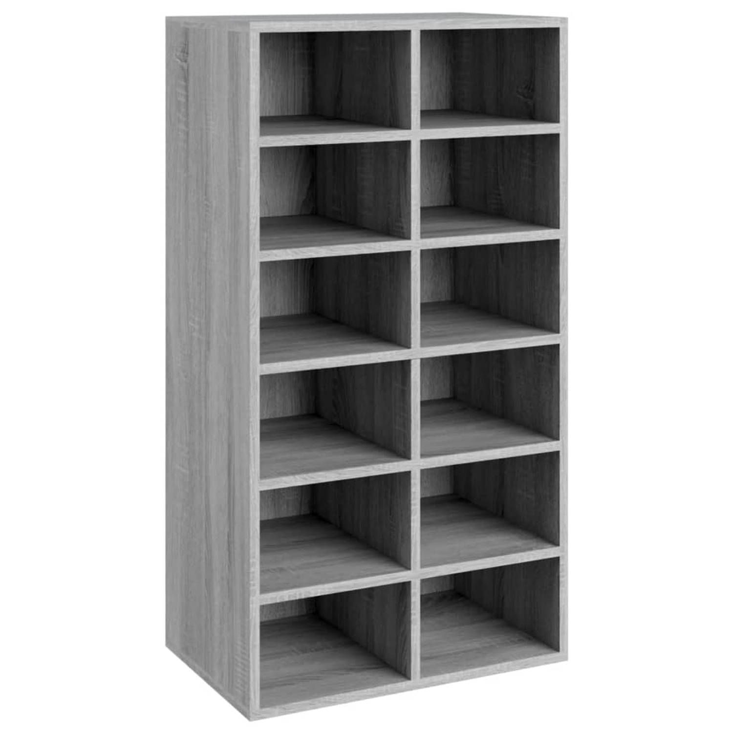 The Living Store Schoenenrek - trendy ontwerp - Bewerkt hout - 54 x 34 x 100.5 cm - Grijs sonoma eiken