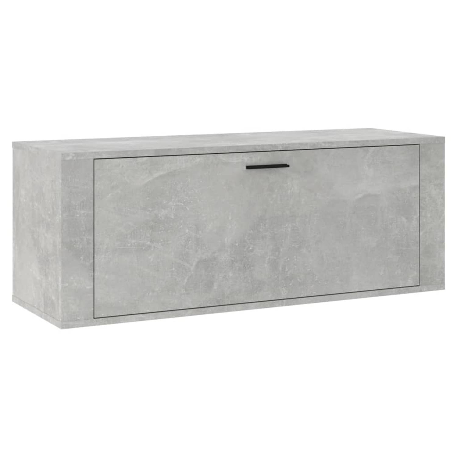 The Living Store Schoenenkast - Betongrijs - 100 x 35 x 38 cm - Bewerkt hout