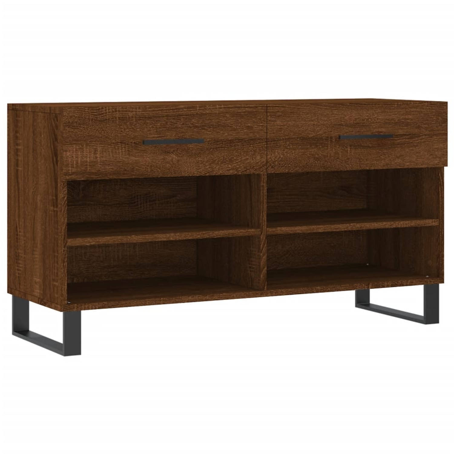 The Living Store Schoenenbank Bruineiken - Hout/IJzeren Poten - 102x35x55 cm - Opbergruimte