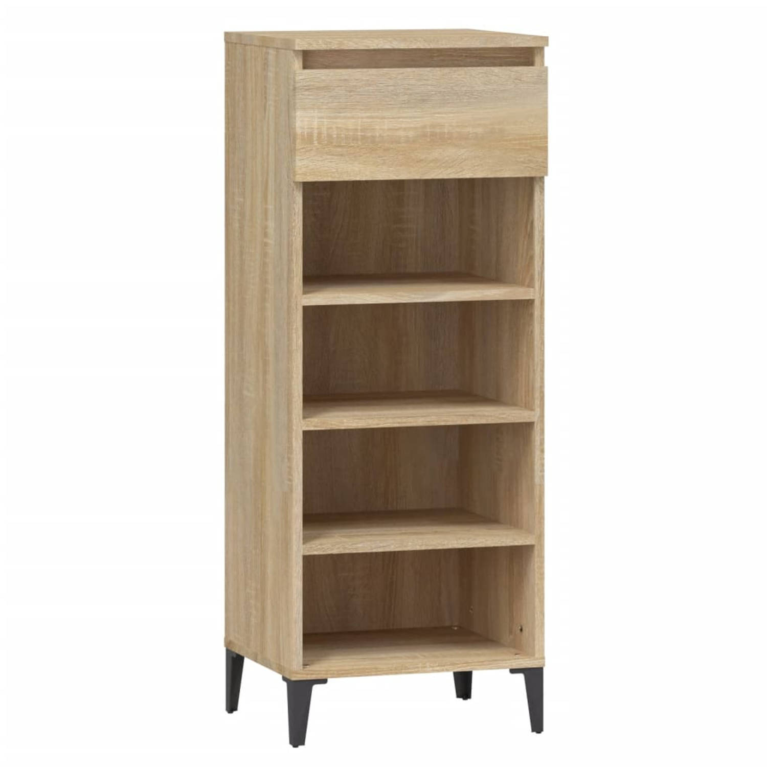 The Living Store Schoenenrek - Sonoma eiken - 40 x 36 x 105 cm - Duurzaam hout en metaal