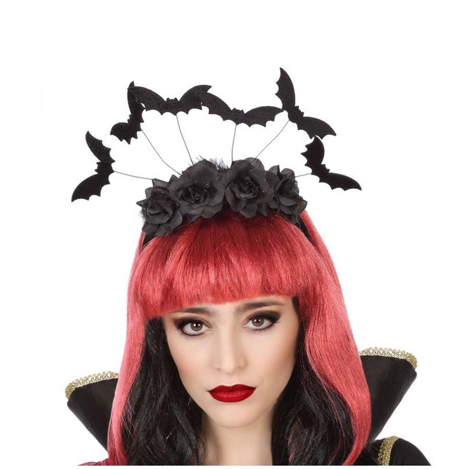 Halloween/horror verkleed diadeem/tiara - vleermuizen en bloemen - kunststof - dames/meisjes