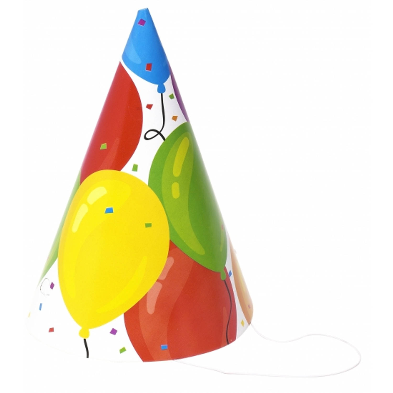 Gekleurde ballonnen feesthoedjes 12 stuks - Verkleedhoofddeksels