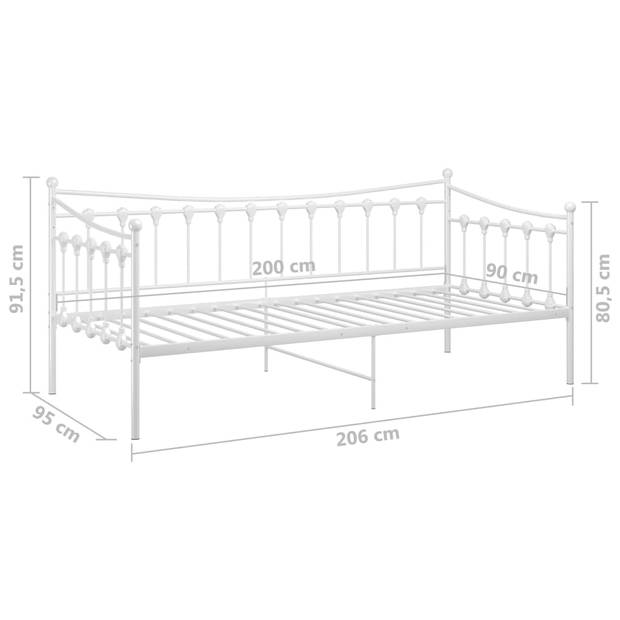 vidaXL Slaapbankframe metaal wit 90x200 cm