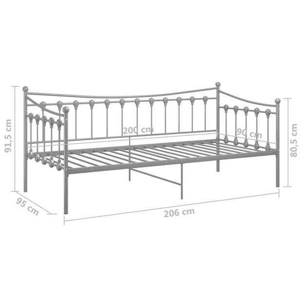 vidaXL Slaapbankframe metaal grijs 90x200 cm