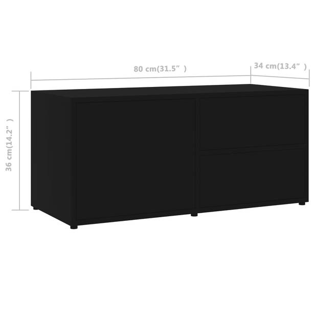 vidaXL Tv-meubel 80x34x36 cm bewerkt hout zwart