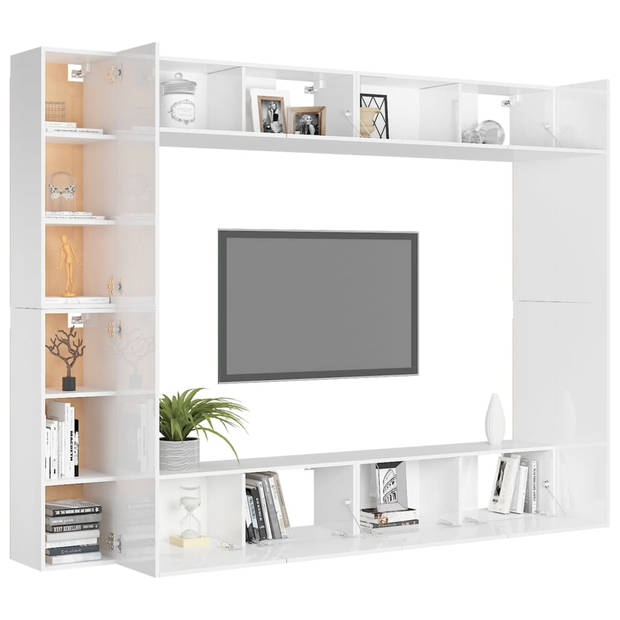 The Living Store TV-meubel - Hoogglans wit - 100 x 30 x 30 cm (L) - 30.5 x 30 x 90 cm (M)