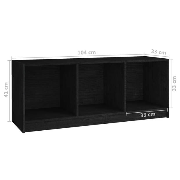 The Living Store Hifi-Kast - Massief Grenenhout - 104 x 33 x 41 cm - Zwart