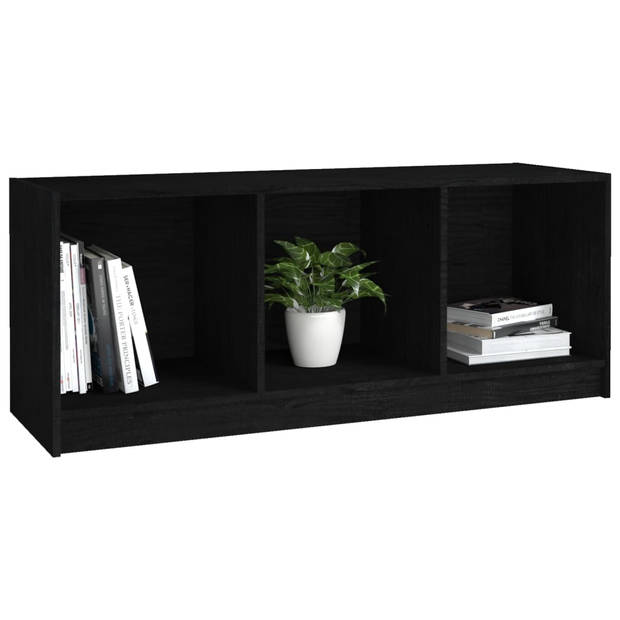 The Living Store Hifi-Kast - Massief Grenenhout - 104 x 33 x 41 cm - Zwart