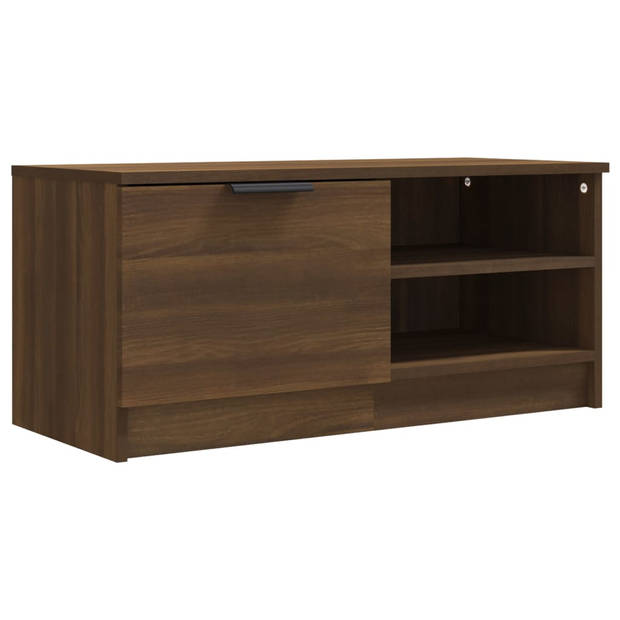 The Living Store TV-meubel - Bruineiken - 80 x 35 x 36.5 cm - Stereokast met opbergruimte