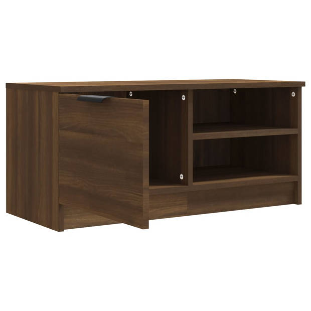 The Living Store TV-meubel - Bruineiken - 80 x 35 x 36.5 cm - Stereokast met opbergruimte